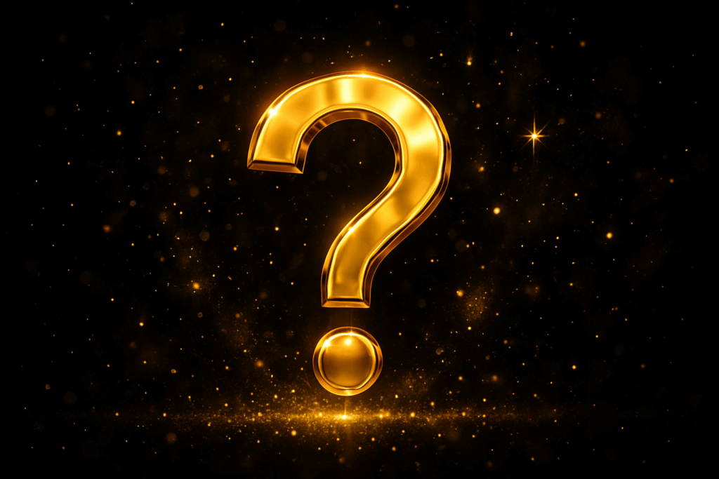 Goldenes Fragezeichen mit Sparkles